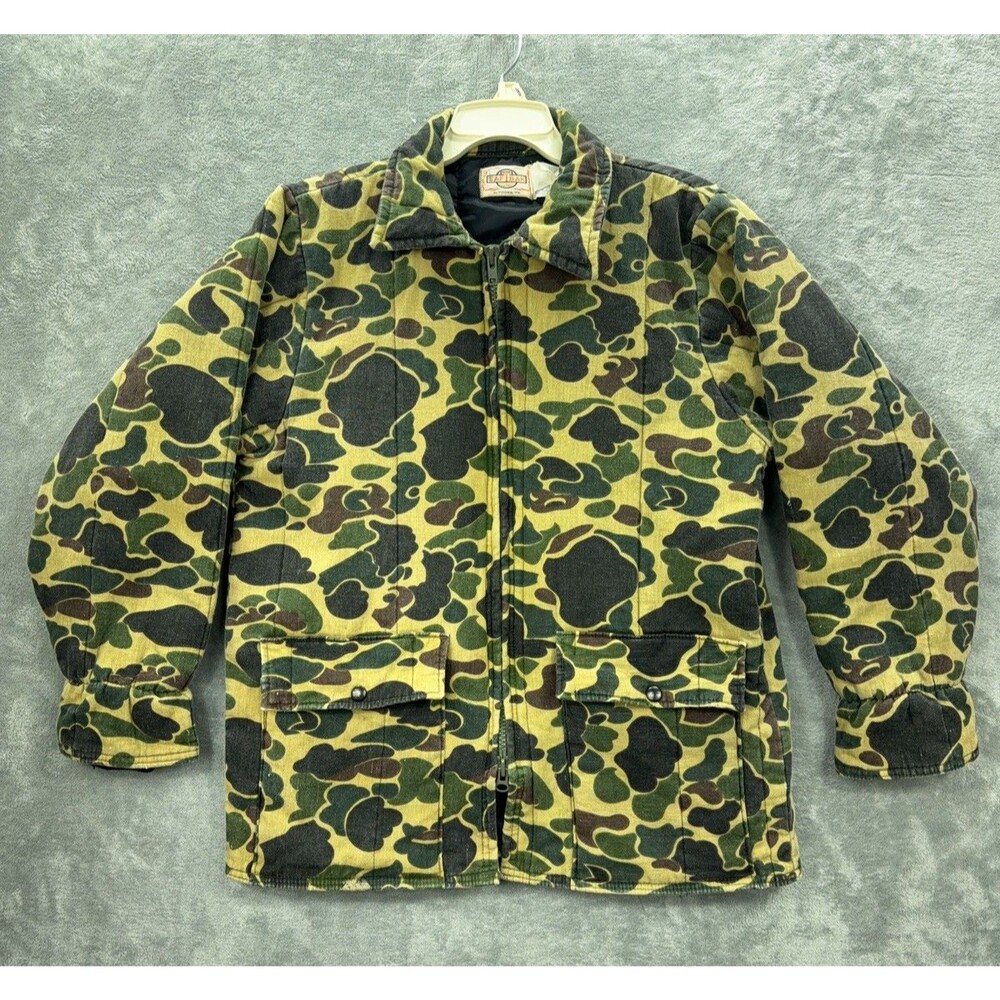 Vintage 80s Saftbak Hunting Jacket Men Medium Multicolor Duck Frog Camo Quilted
